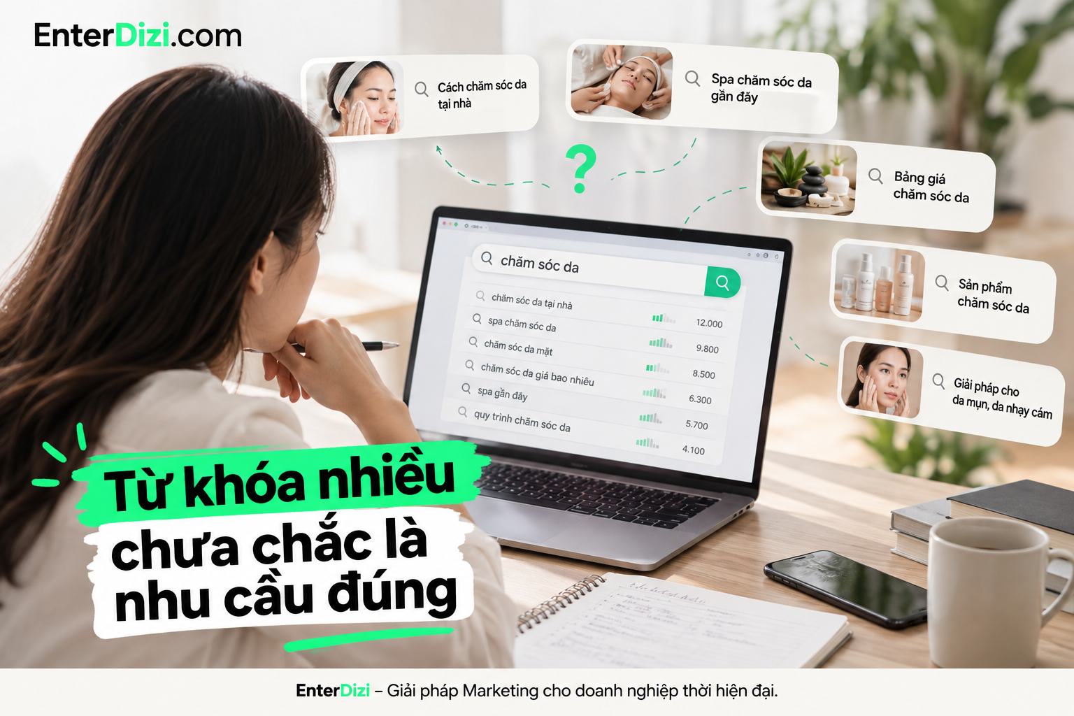 Một từ khóa có thể phản ánh nhiều ý định tìm kiếm khác nhau. Spa cần phân loại nhu cầu khách hàng để xây dựng nội dung phù hợp, thay vì chỉ tập trung vào lượng tìm kiếm.