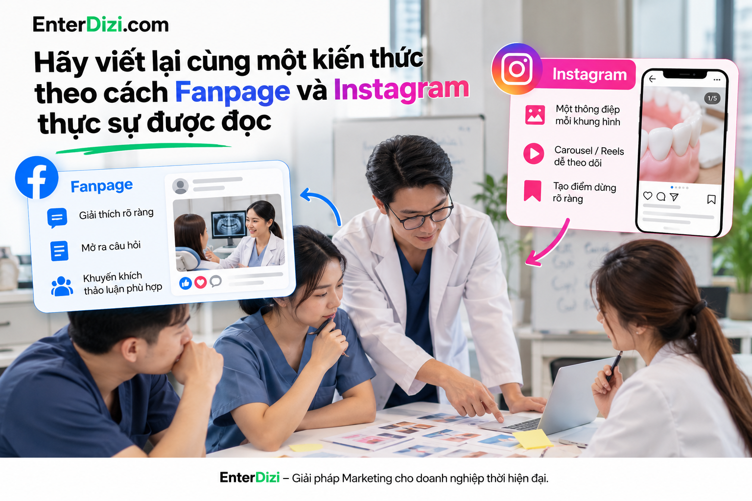 Hãy viết lại cùng một kiến thức theo cách Fanpage và Instagram thực sự được đọc